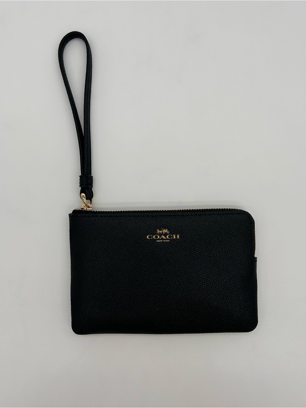 Coach Black Leather Wristlet with Gold Hardware Brand New (tag inside)